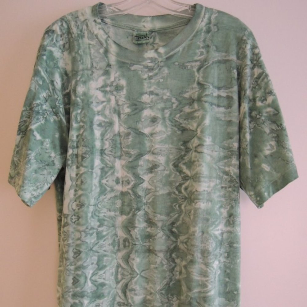 Tie Dye Shirt Size L Forest Green Oversized Relaxed Fit S/S T Shirt Top UNISEX
